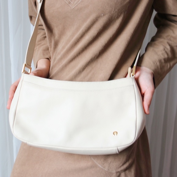Etienne Aigner Leather Cream Crossbody Purse - Picture 7 of 8
